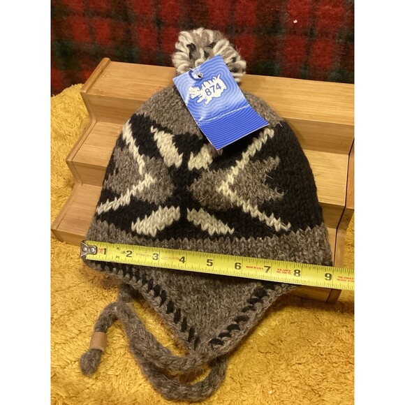 Pachamama Men's Wool Trapper Hat Winter Accessory Grey Made In Nepal With Tags - Picture 9 of 12